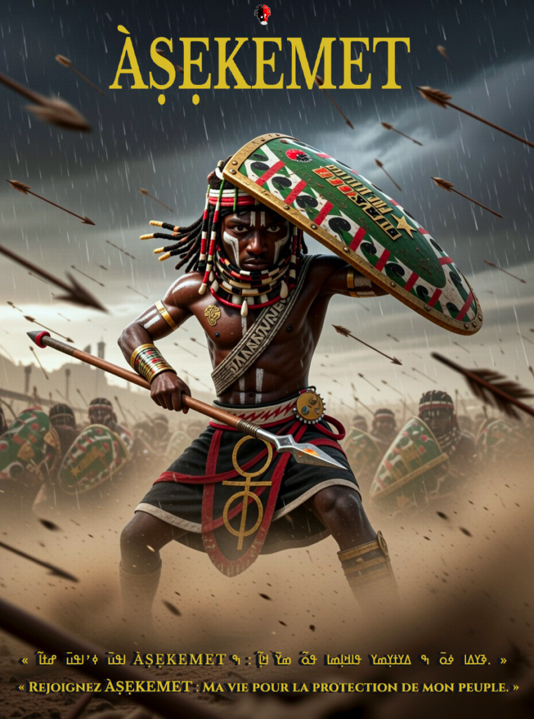« Rejoignez ÀṢẸKEMET : Ma vie pour la protection de mon peuple. »