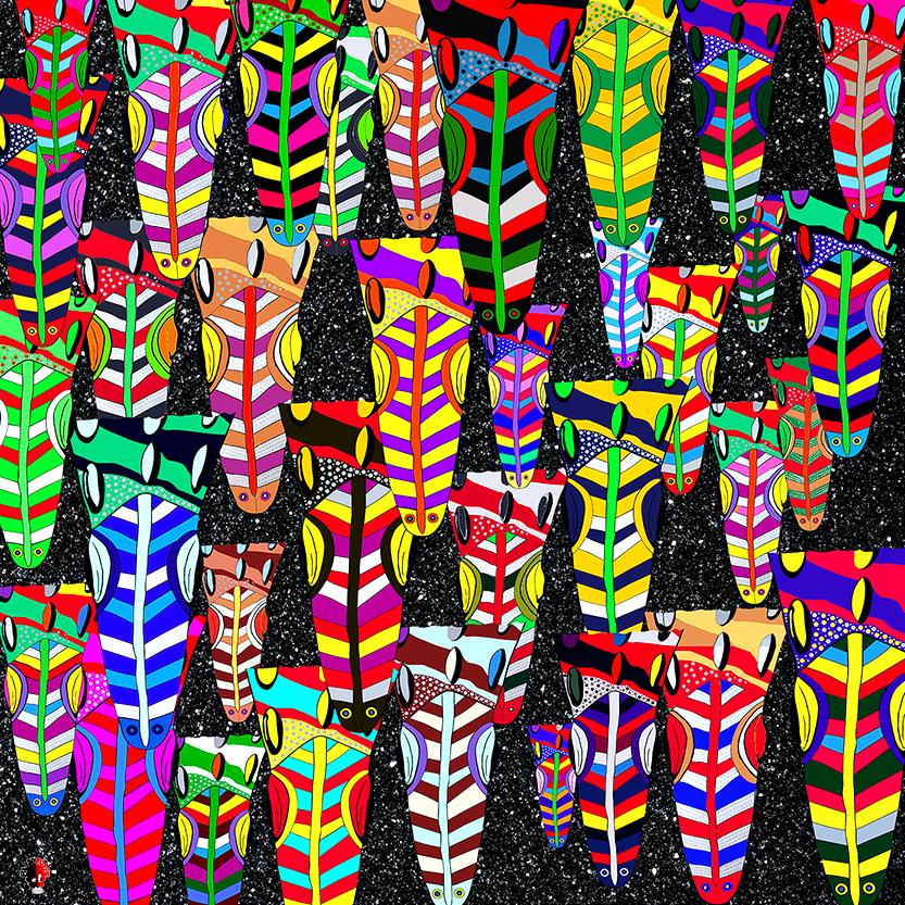 La confrérie des crocodiles 01 Rouge jaune bleu vert foncer. 