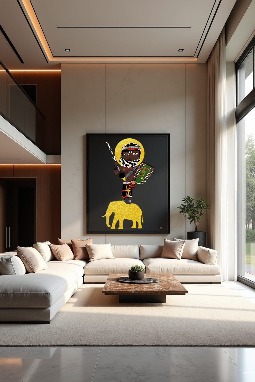 LE GUERRIER À L'ÉLÉPHANT SAMAKƐLƐKƐLA & SAMA-TIGUI Ambiance de salon chic Maison FOFIZ