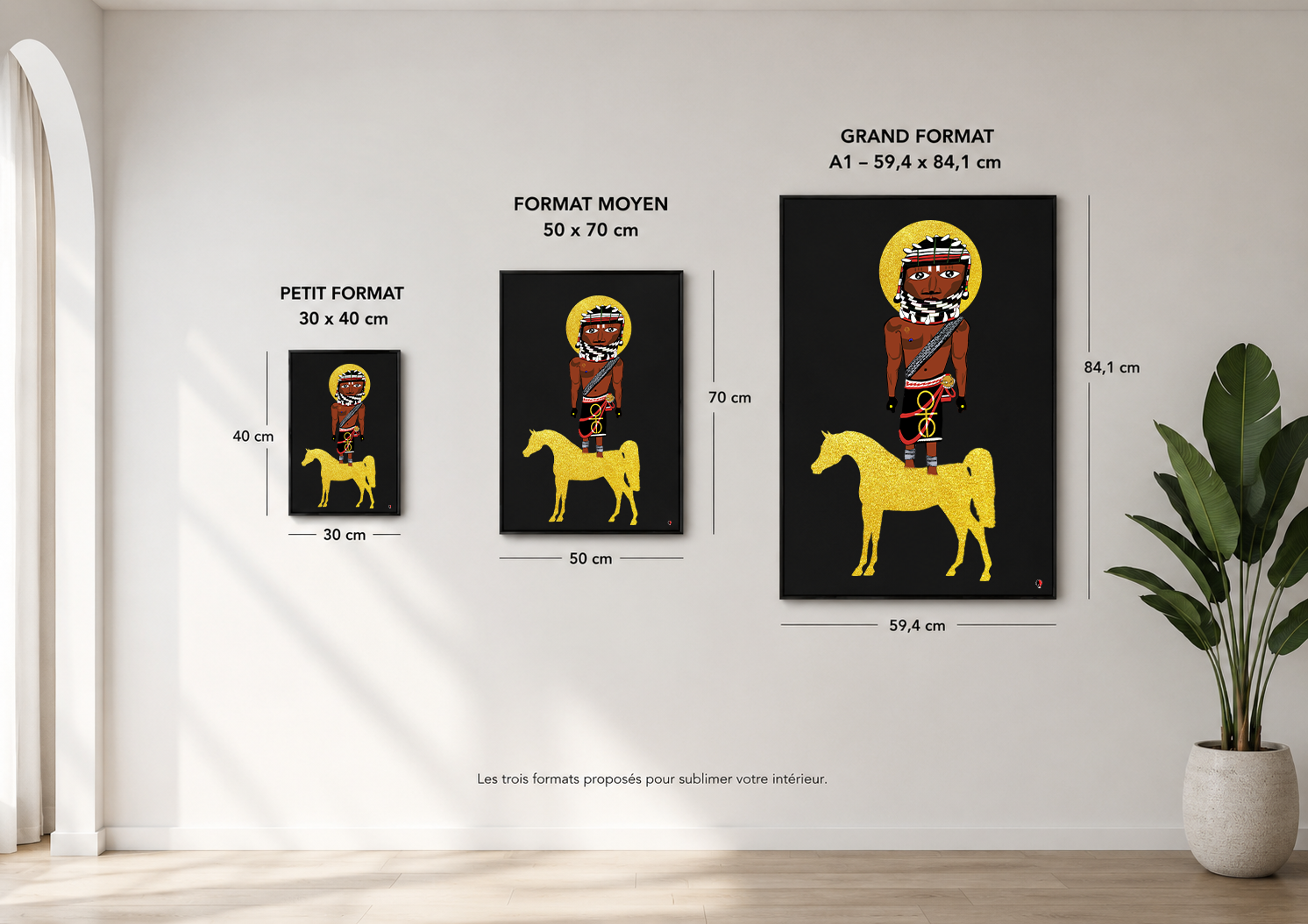 tailles des prints guerrier totémique Adéyọ̀mí Olùdarí-Ìrìn & Afẹ́fẹ́-Ìgbéga